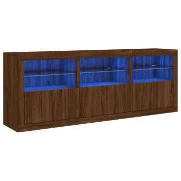 LED Sideboard - Modern Brown Oak 181.5x37x67 cm | Hipomarket