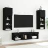 5 Piece TV Wall Units with LED - Black Engineered Wood