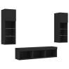 5 Piece TV Wall Units with LED - Black Engineered Wood