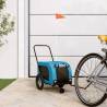 Pet Bike Trailer Blue and Black Oxford Fabric and Iron Colour blue and black Size 124 x 53 x 53 cm 