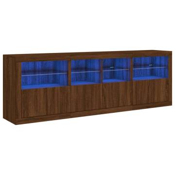 Modern Sideboard with LED Lights - Brown Oak 202x37x67 cm