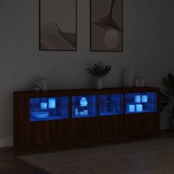 Modern Sideboard with LED Lights - Brown Oak 202x37x67 cm