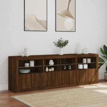 Modern Sideboard with LED Lights - Brown Oak 202x37x67 cm