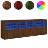 Modern Sideboard with LED Lights - Brown Oak 202x37x67 cm