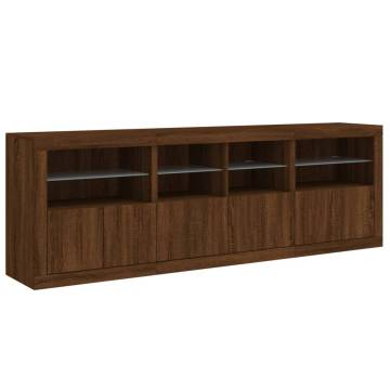 Modern Sideboard with LED Lights - Brown Oak 202x37x67 cm