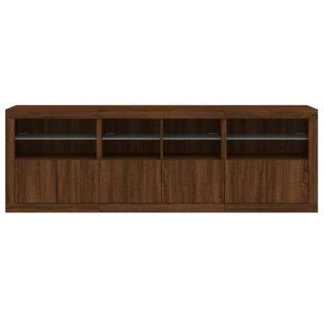 Modern Sideboard with LED Lights - Brown Oak 202x37x67 cm