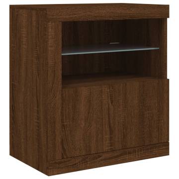 Modern Sideboard with LED Lights - Brown Oak 202x37x67 cm