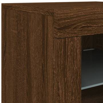 Modern Sideboard with LED Lights - Brown Oak 202x37x67 cm