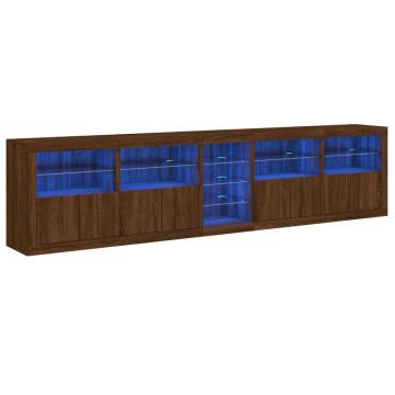 Modern Sideboard with LED Lights - Brown Oak 283x37x67 cm