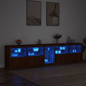 Modern Sideboard with LED Lights - Brown Oak 283x37x67 cm