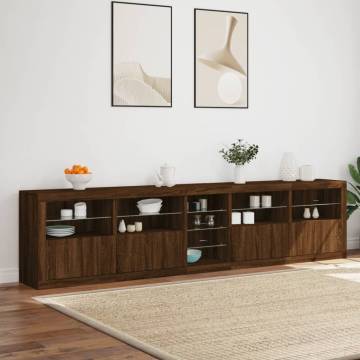 Modern Sideboard with LED Lights - Brown Oak 283x37x67 cm