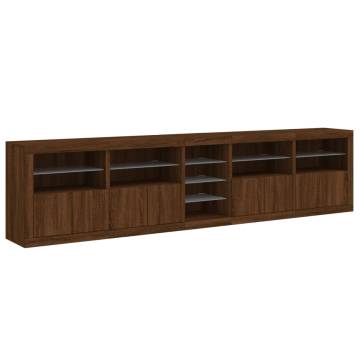 Modern Sideboard with LED Lights - Brown Oak 283x37x67 cm