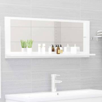 High Gloss White Bathroom Mirror - 100x10.5x37 cm