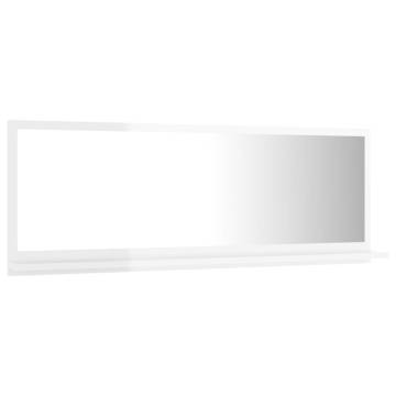 High Gloss White Bathroom Mirror - 100x10.5x37 cm