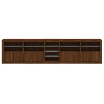 Modern Sideboard with LED Lights - Brown Oak 283x37x67 cm