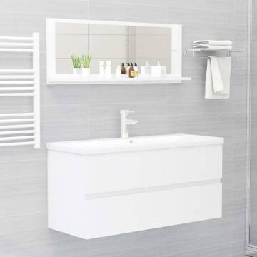 High Gloss White Bathroom Mirror - 100x10.5x37 cm