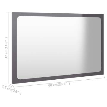 High Gloss Grey Bathroom Mirror 60x1.5x37 cm | Hipomarket