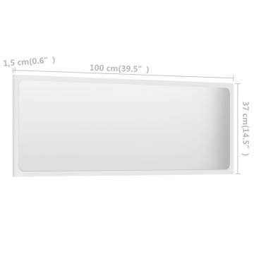 Elegant White Bathroom Mirror - 100x1.5x37 cm | HipoMarket