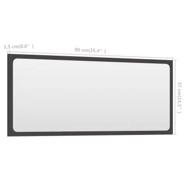 Elegant Grey Bathroom Mirror | 90x1.5x37 cm Engineered Wood