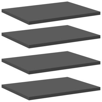 Space-Saving Grey Bookshelf Boards - 4 Pcs 40x30 cm