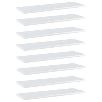 Bookshelf Boards - 8 pcs High Gloss White 60x20x1.5 cm