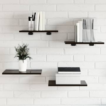 High Gloss Black Bookshelf Boards - 4 Pcs | Hipo Market