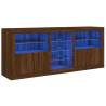 Modern Brown Oak Sideboard with LED Lights - 181.5x37x67 cm