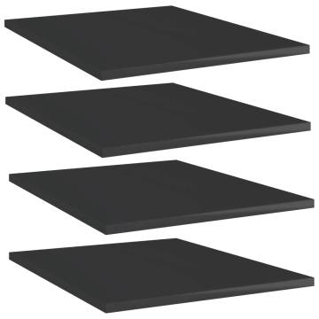 High Gloss Black Bookshelf Boards - 4 pcs | Hipomarket