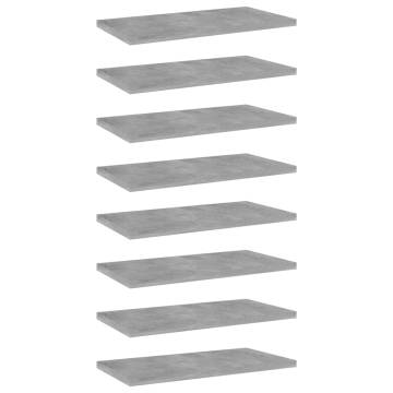 8-Pc Bookshelf Boards - Concrete Grey 40x20 cm | HipoMarket