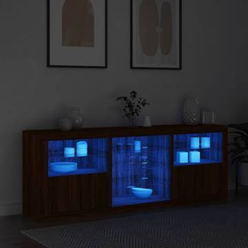 Modern Brown Oak Sideboard with LED Lights - 181.5x37x67 cm