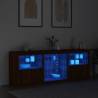 Modern Brown Oak Sideboard with LED Lights - 181.5x37x67 cm