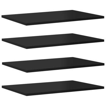 High Gloss Black Bookshelf Boards - 4 pcs | Hipomarket UK