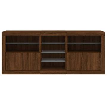 Modern Brown Oak Sideboard with LED Lights - 181.5x37x67 cm