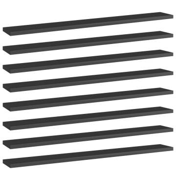 High Gloss Black Bookshelf Boards - 8 pcs Engineered Wood