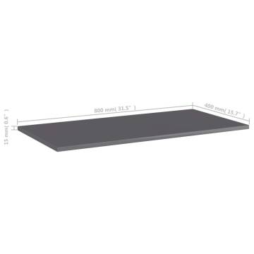 High Gloss Grey Bookshelf Boards - 4 pcs | Hipomarket