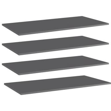 Bookshelf Boards 4 pcs High Gloss Grey | Hipomarket UK