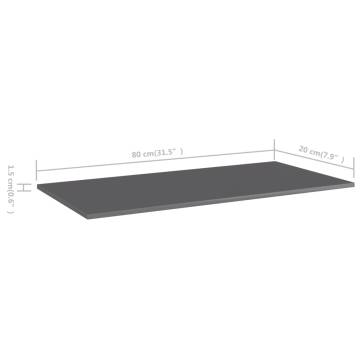 Bookshelf Boards 4 pcs High Gloss Grey | Hipomarket UK