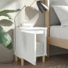 Stylish Bed Cabinets with Solid Wood Legs - 2 pcs White