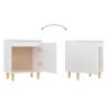 Stylish Bed Cabinets with Solid Wood Legs - 2 pcs White