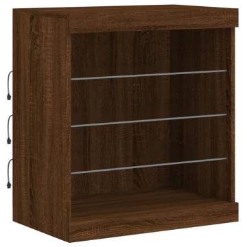 Modern Brown Oak Sideboard with LED Lights - 181.5x37x67 cm