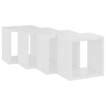 Wall Cube Shelves - 4 pcs White | Stylish & Durable Design