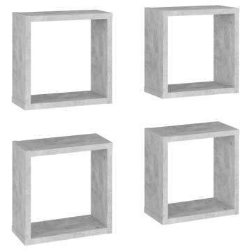 Wall Cube Shelves 4 pcs Concrete Grey - Stylish Storage