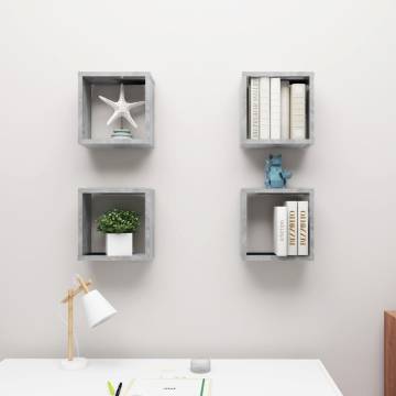 Wall Cube Shelves 4 pcs Concrete Grey - Stylish Storage