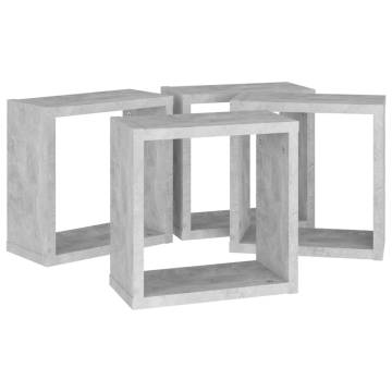 Wall Cube Shelves 4 pcs Concrete Grey - Stylish Storage