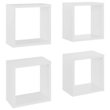 Wall Cube Shelves - Set of 4 White, 26x15x26 cm | Hipomarket