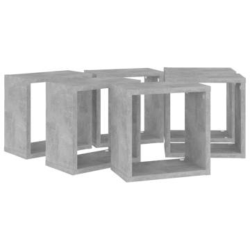 Wall Cube Shelves Set - 6 pcs Concrete Grey | Hipo Market