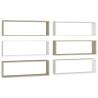 Wall Cube Shelf Set - 6 PCS White & Sonoma Oak | Hipomarket