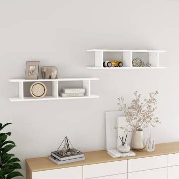 Wall Shelf 2 pcs White | Stylish Engineered Wood Design