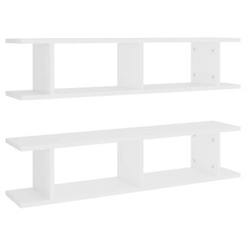 Wall Shelf 2 pcs White | Stylish Engineered Wood Design