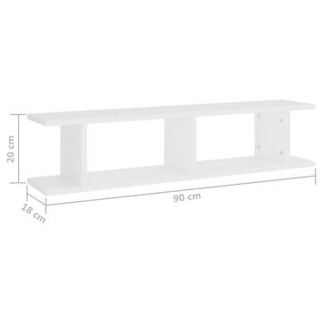 Wall Shelf 2 pcs White | Stylish Engineered Wood Design